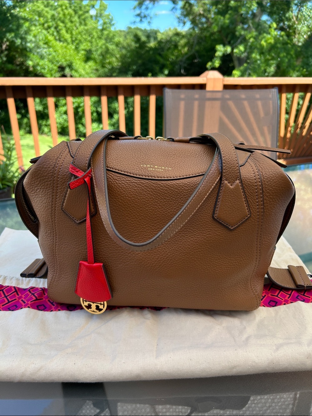 Tory Burch Perry Shoulder Bag with Red Interior